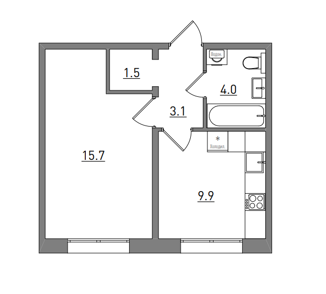 планировка квартиры 34 м2